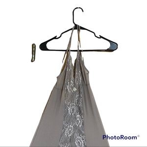 Contrast lace mesh long lingerie